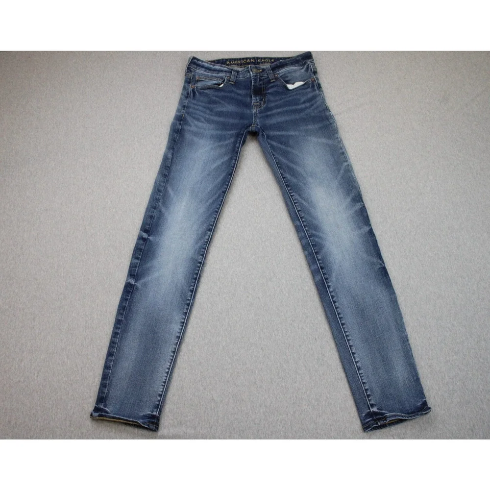 American Eagle Jeans Mens 30 X 34 Blue Denim Skinny Stretch 5-Pockets Light Wash